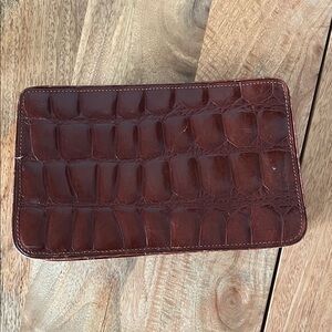 Nine West Brown Embossed Leather Clutch